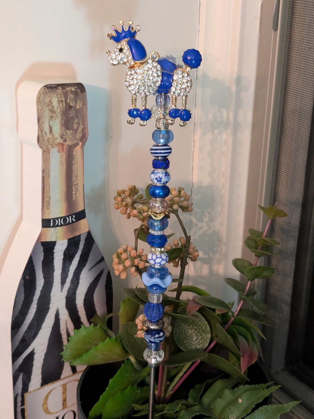 Hand Made Fairy Wand/Plant/Garden Stake W/Blingy Poodle Topper 🐩